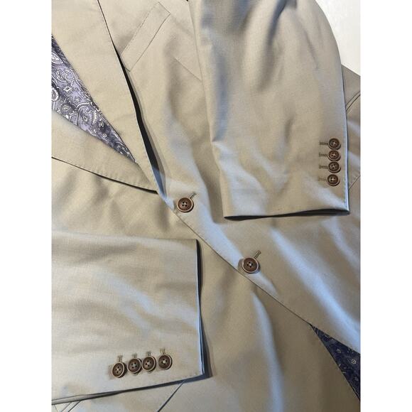 Custom Bespoke 48R Khaki Beige Blazer Sport Coat Jacket Loaded - Picture 8 of 16